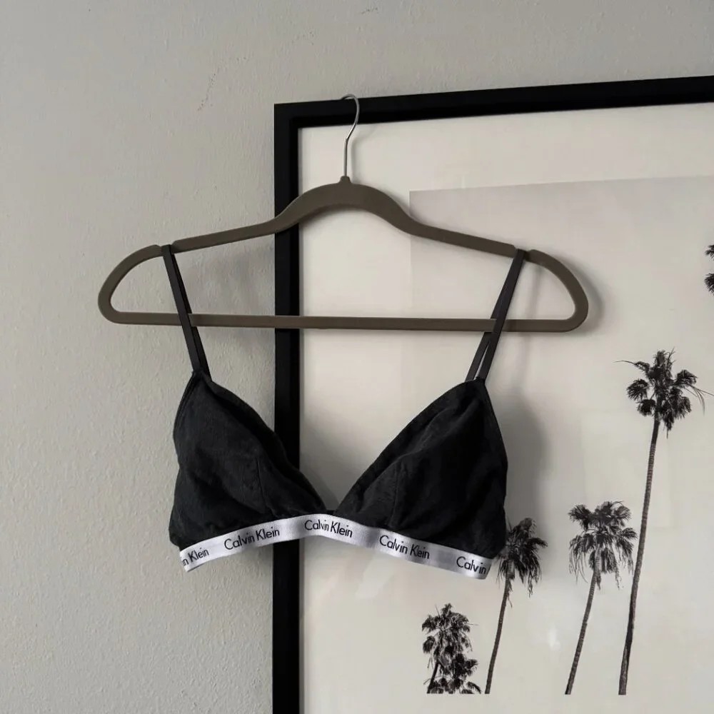 Calvin Klein | EUC Icon Cotton Modal Lightly Lined Triangle Bralette Gray Large - Picture 2 of 7